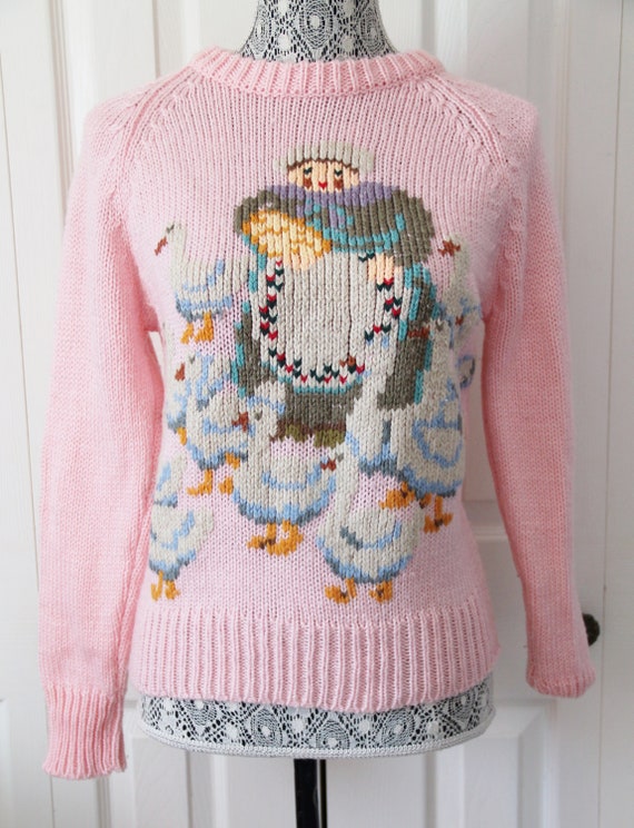 1980s Mother Hubbard Novelty Knit Sweater Medium