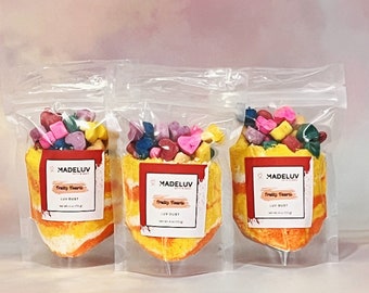 Fruity Hearts Luv Dust, Fruity Pebbles Type, Bath Bomb Crumble, Skincare, Gift For Her, Bath Bomb Powder, Relaxation, Self Care,