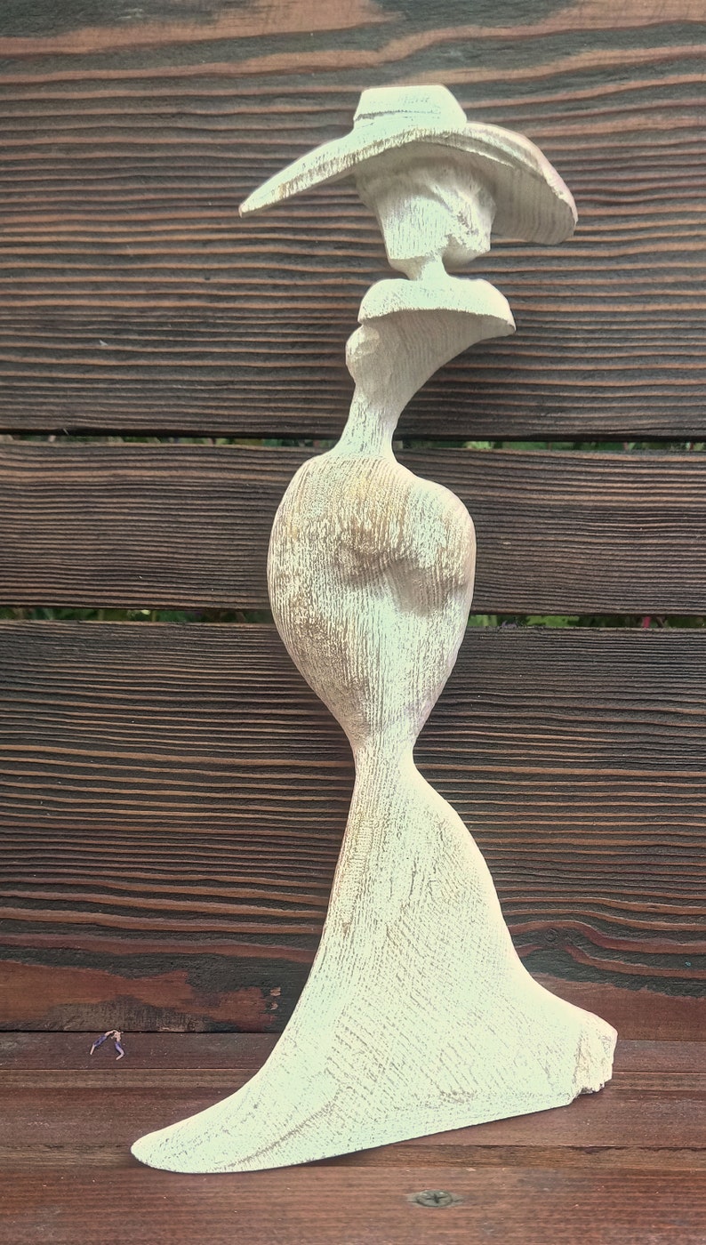 Vintage Abstract Wood Sculpture Figure of Female Etsy
