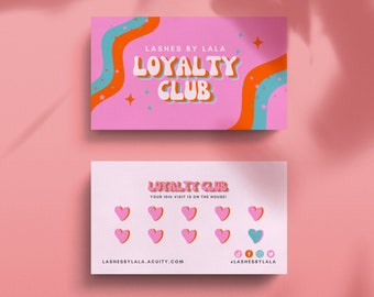 Loyalty card template, lash loyalty card, nail loyalty punch cards, loyalty card pink, waxing loyalty cards, diy editable canva beauty brand