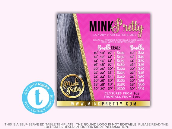 Hair Bundle Deals Digital Flyer Hair Business Promo Template Etsy