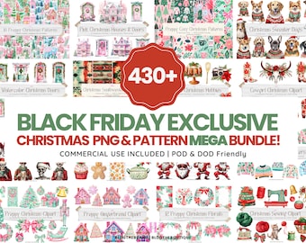 Christmas Mega Bundle PNG Clipart Black Friday Sale, Preppy Patterns, Preppy Clip Art, SVG, Commercial Use License, Cyber Monday, Cyber Week