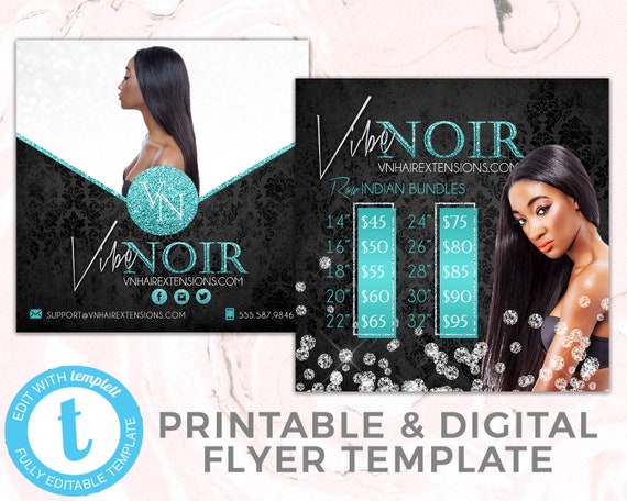 Hair Bundle Deals Flyer Template Hair Marketing Hair Etsy