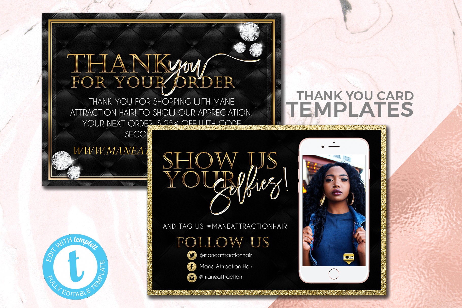 Hair Thank You Card Template Digital Flyer Hair Business Etsy