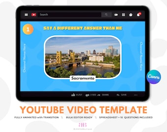 Youtube Quiz Channel Canva Videomallar, Trivia, Ansiktslös Youtube-automation, Tjäna pengar online 2024, Viral Content Creator