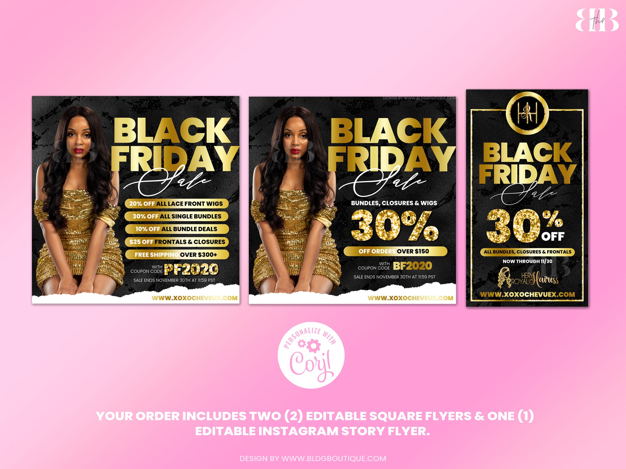 Hair Business Black Friday Flyer Cyber Monday Plantilla Etsy