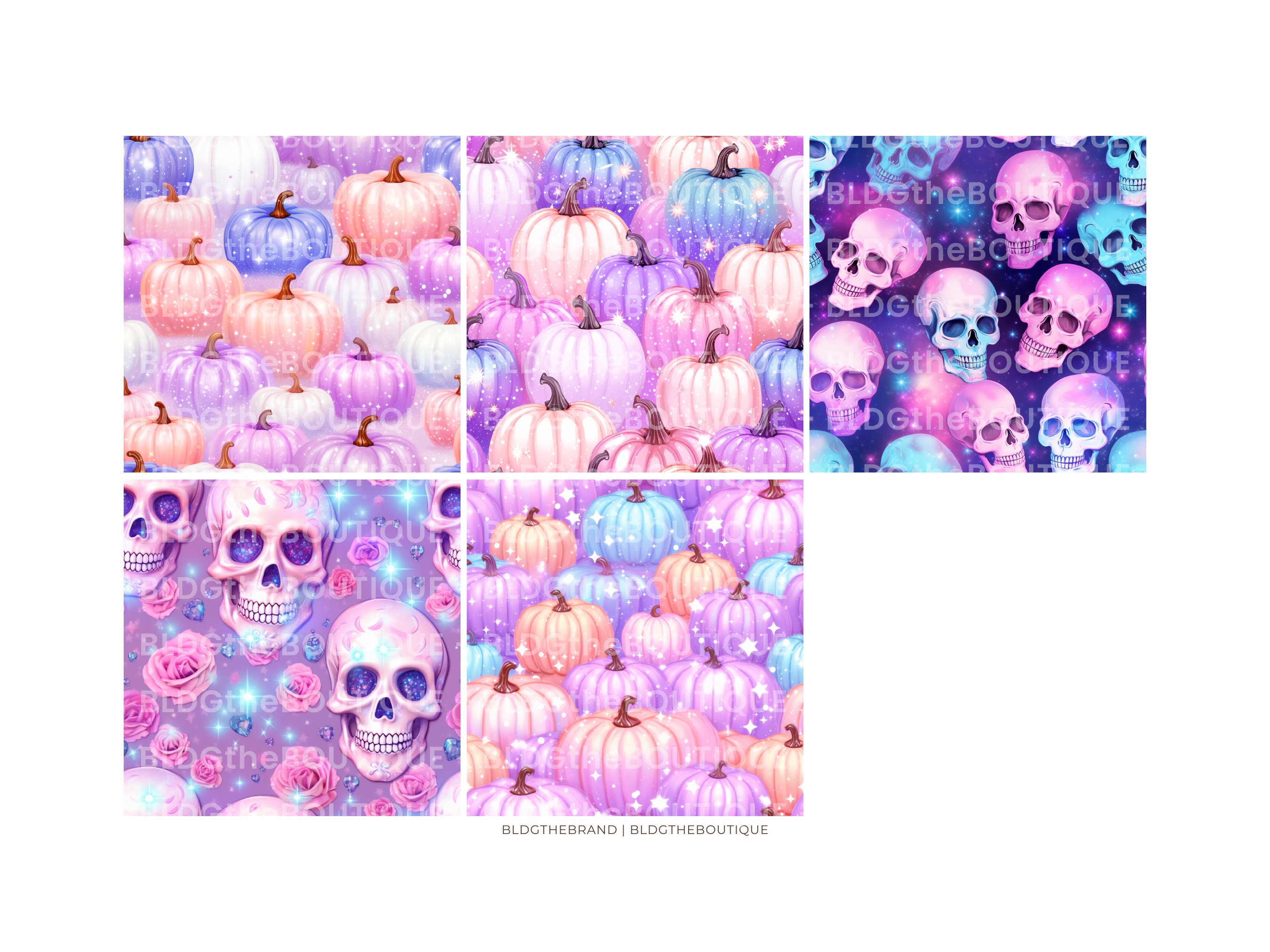 Pastel Halloween Seamless Patterns, Pastel Goth Digital Paper Pack ...