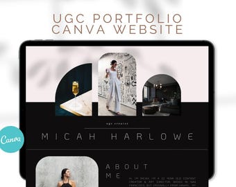 Modelo de site UGC Canva, portfólio de criadores de UGC, kit de mídia de influenciador, criador de conteúdo, minimalista, neutro, parceria de marca, moderno