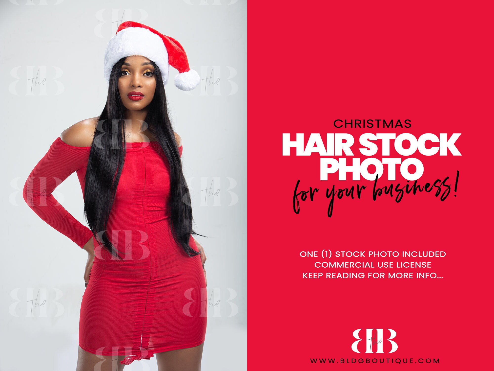 Commercial 2022 Christmas Black Woman Christmas Hair Extensions Stock Photo Holiday Straight Hair | Etsy Ireland