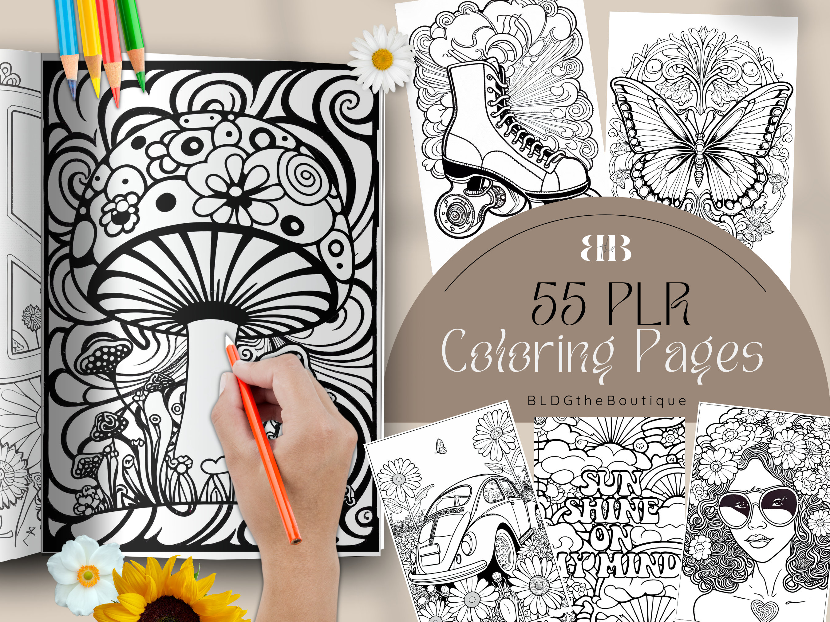 Vintage A Coloring Book for Boys & Girls Printable PDF Instant