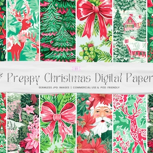 Weihnachts-Digital-Papier, Weihnachts-nahtlose Muster für Stoff, kommerzielle Nutzung, Scrapbook-Papier, sich wiederholende Datei, rot, grün