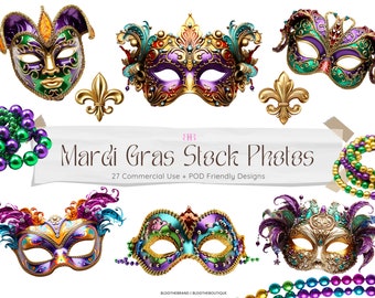 Mardi Gras PNG, 3d Mardi Gras Beads, Venetian Masque Graphics, Masquerade, Fluer De Lys, Realistic Clipart, Commercial License, Stock Photo