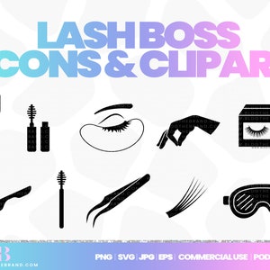 Lash extensions clipart, lash tech clip art, eyelash icons, technician, commercial use license, lash artist, templett, business, falsies