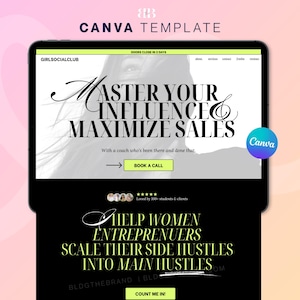 Bold Canva Website for Social Media Manager, Sales Funnel, Aesthetic Coach Website Template, UGC Content Creator, Virtual Assistant, Course