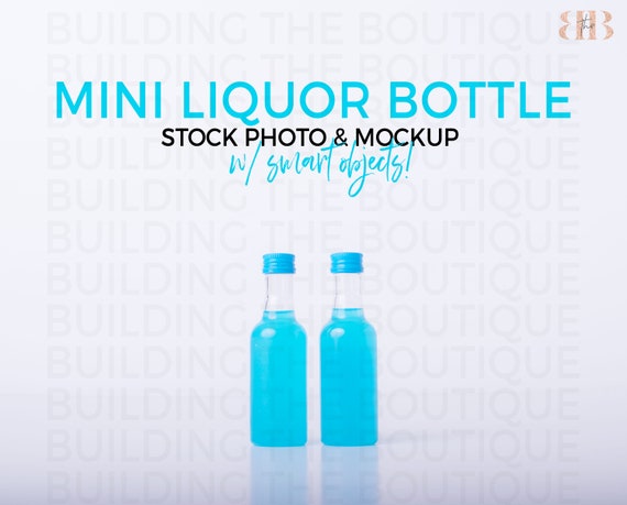 Mini Liquor Bottle Mockup Shot Bottle Stock Photo Blue Kinky Etsy