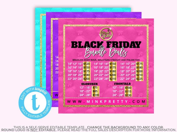 Black Friday Digital Flyer Template Cyber Weekend Promo Etsy