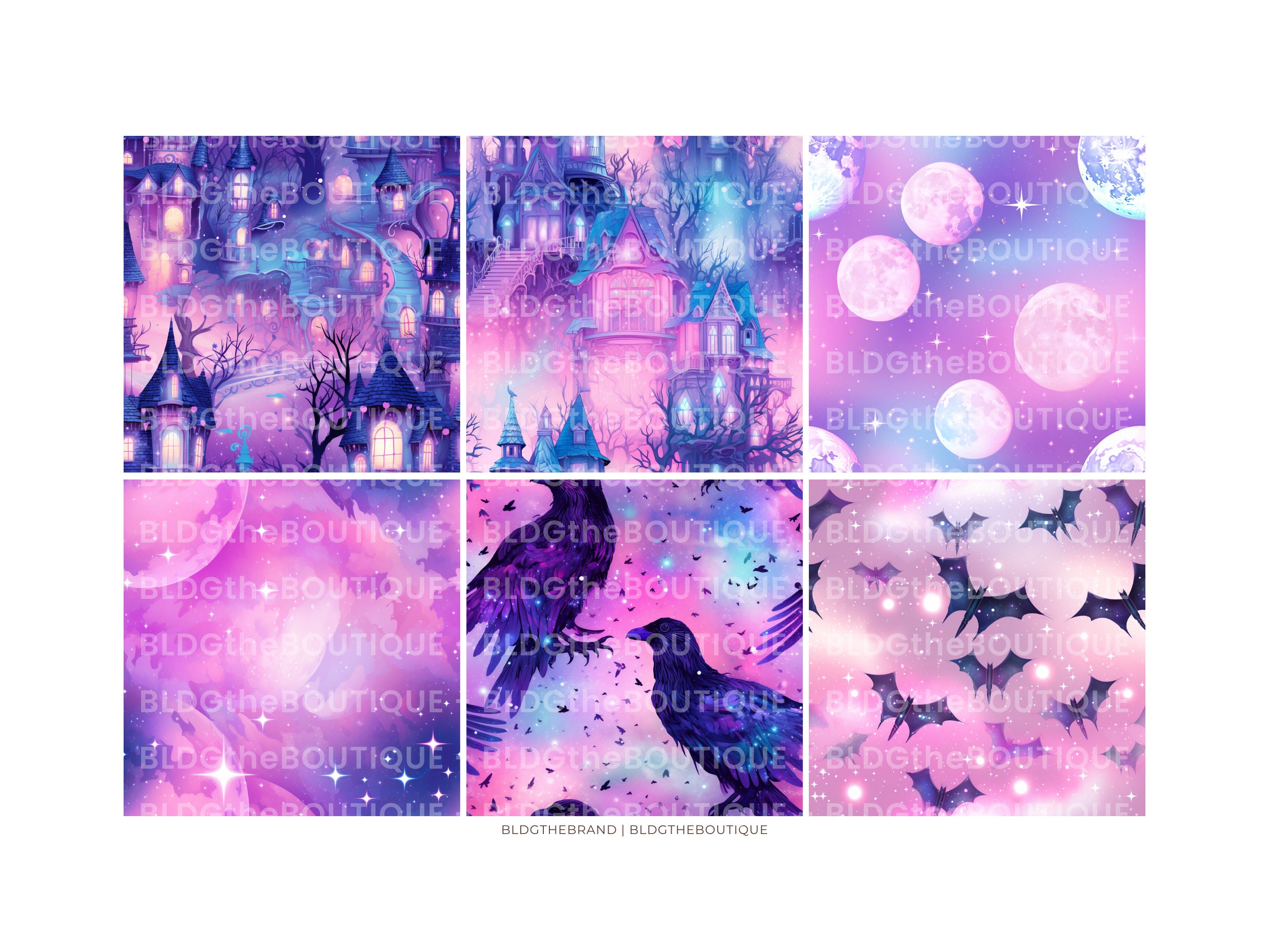 Pastel Halloween Seamless Patterns, Pastel Goth Digital Paper Pack ...