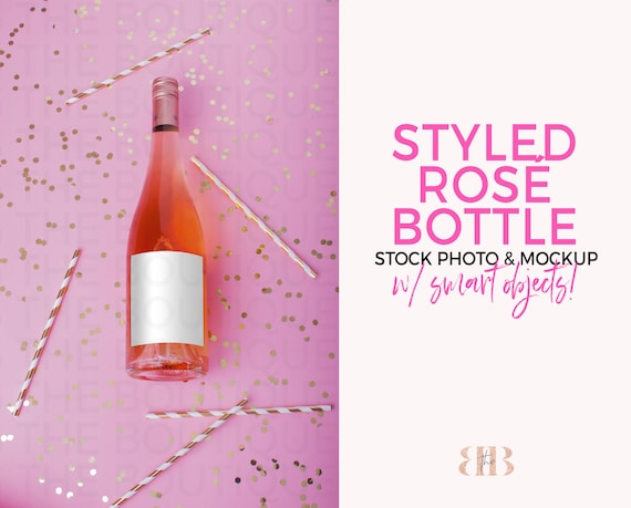 Download Rose Bottle Mock Up Rose Stock Photo Wine Bottle Product Etsy