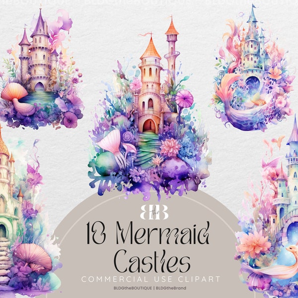 Mermaid Castle PNG File for Kids, Under the Sea Clipart, Fairytale Clip Art, Mermaid Sublimation, Fantasy  graphics, baby girl nursery