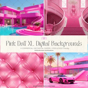 Sfondi Barb, Barb the Movie Fotografia digitale Sfondo Photoshop Overlay, Hot Pink Fashion Doll House Foto Stock Malibu Dream World