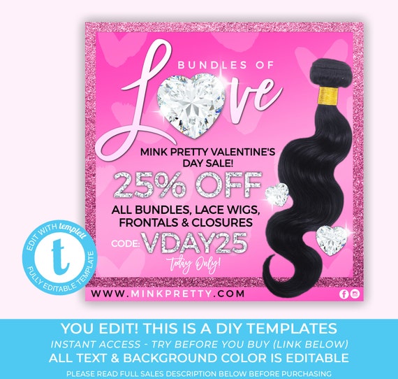 Valentine S Day Hair Digital Flyer Hair Extensions Etsy