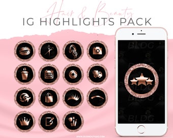 Rose Gold Instagram Story Highlight Icons for Beauty & Hair | Etsy