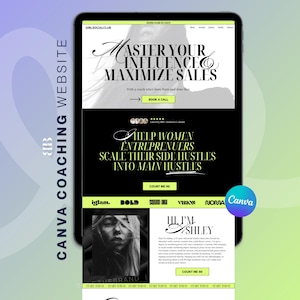 Bold Canva Website for Social Media Manager, Sales Funnel, Aesthetic Coach Website Template, UGC Content Creator, Virtual Assistant, Course