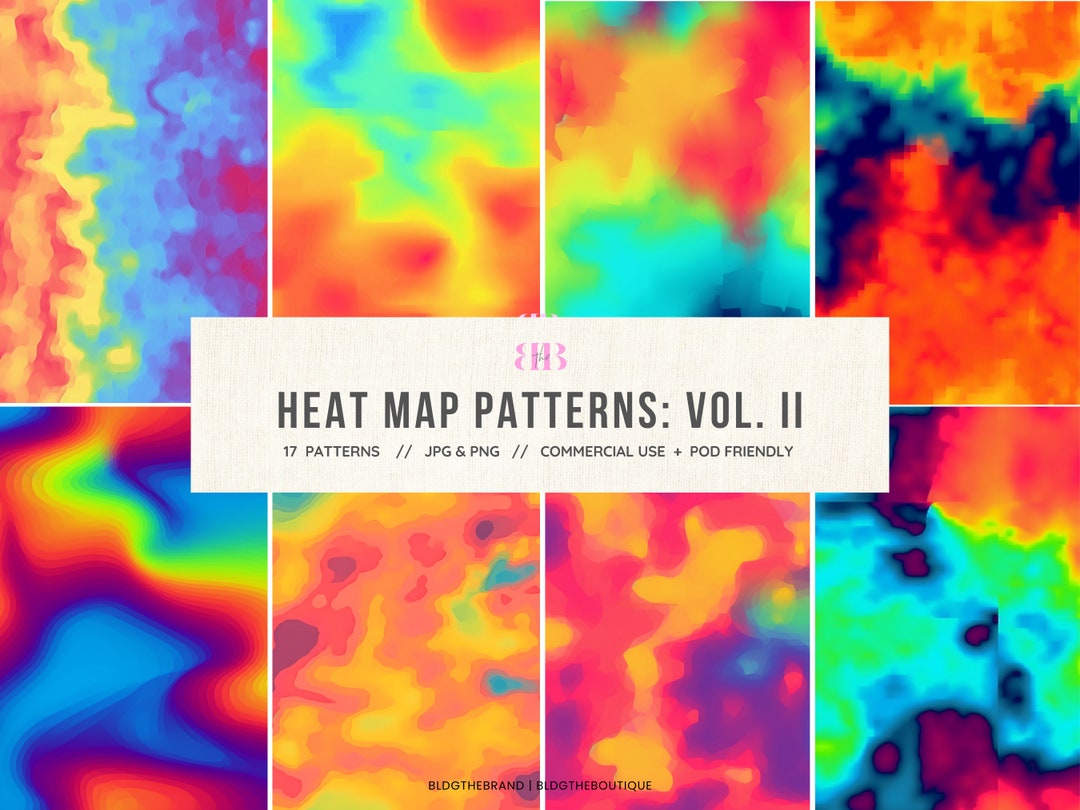 Y2k Aesthetic Thermal Heatmap Seamless Patterns, Abstract Wave Digital ...