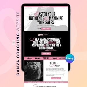 Bold Canva Coaching Website Template, Social Media Manager, Life Coach, Agency, UGC, Influencer, VA, Sales Funnel, One Page Website