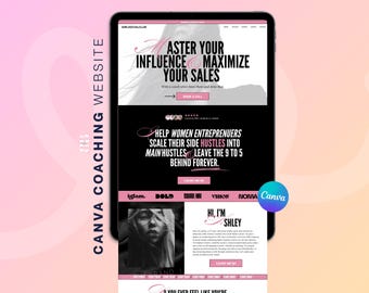 Bold Canva Coaching Website Template, Social Media Manager, Life Coach,taggeers, UGC, Infulencer, VA, Sales Funnel, One Page Website