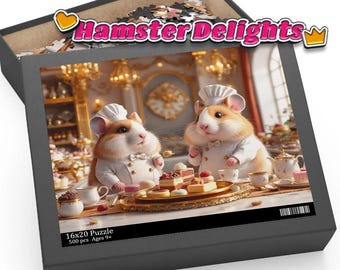 Luxury Hamster Bakery Puzzle - Gourmet Cakes & Macarons Puzzle (120, 252, 500-Piece)