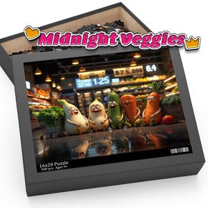 Midnight Vegetable Meeting Puzzle - Funny Grocery Store Friends Puzzle (120, 252, 500-Piece)