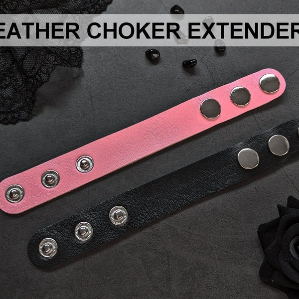 Zusatzoption: Choker Extender für Lederhalsbänder schwarz, rosa, weiß - größenverstellbar mit Druckknöpfen (bitte Beschreibung lesen)