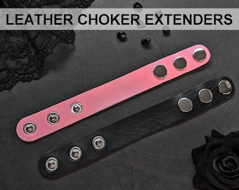 Add-on option: Choker extender for leather collar necklace pink, black, white, holographic - adjustable size snap buttons (read description)