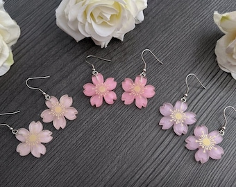 Süße Sakura Ohrringe rosa pink lila weiß - kawaii fashion Kirschblüten Schmuck yumekawaii Accessoire morikei sweet lolita Cosplay Ohrschmuck