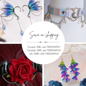 Romantiska goth örhängen silverfärgade rosetter och vingar/hjärtan - mörk mode outfit smycken söt häxstil jiraikei accessoar - present till gothic älskare bild 5