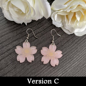 Cute sakura flower resin earrings pink purple white kawaii fashion cherry blossom accessory yumekawaii jewelry sweet lolita mori kei C) light pink