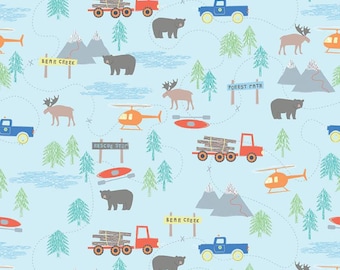 Flannel - Forest Fun on Blue, Riley Blake Designs