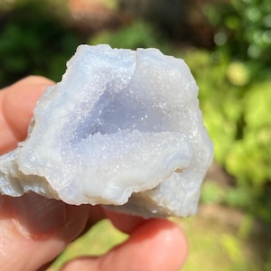 Baby Blue Chalcedony Specimen with Druzy Cave