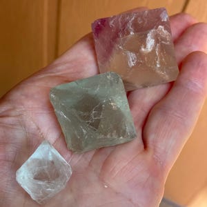 Set of 3 Solid Unpolished Fluorite Crystals