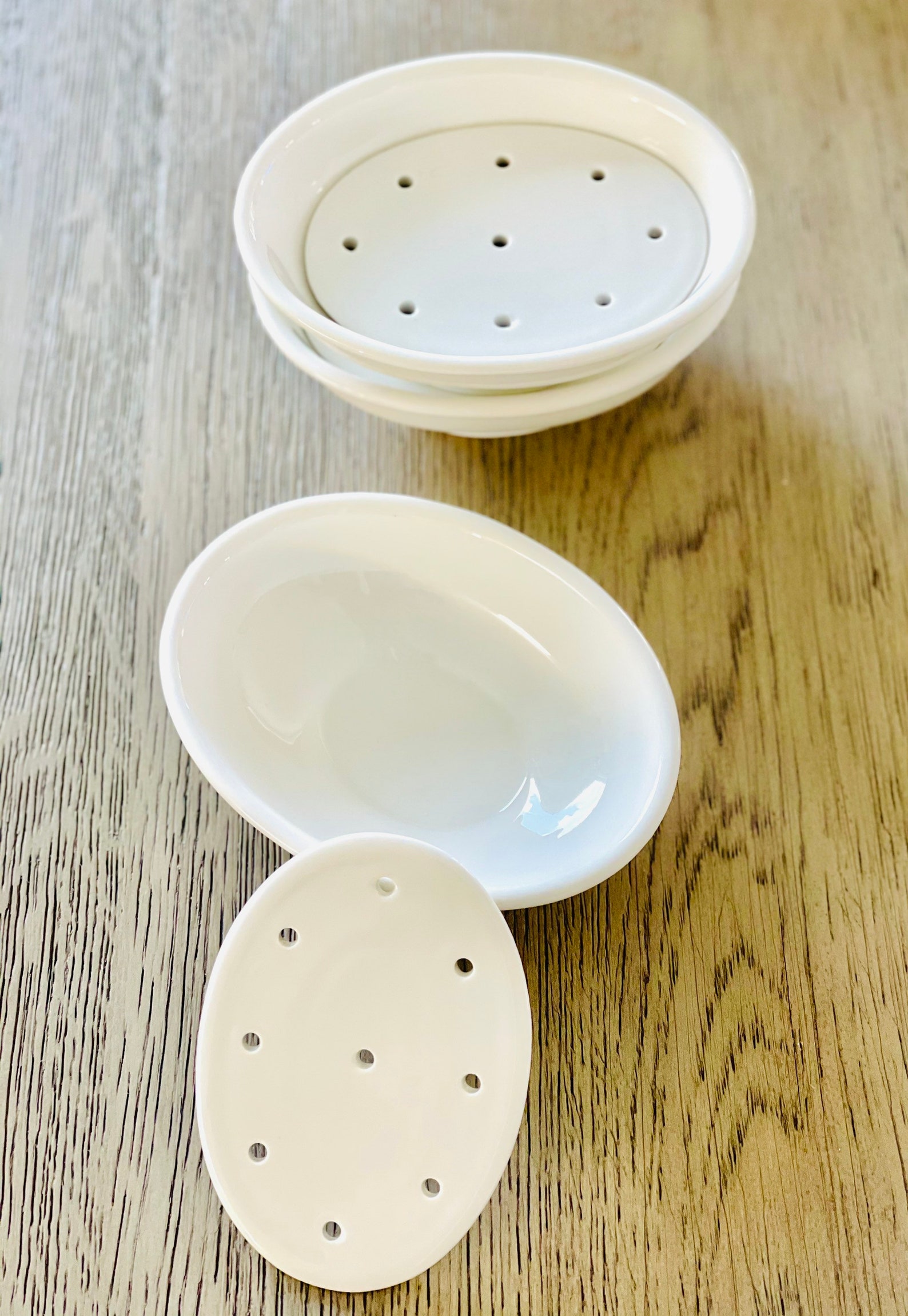 Porcelain Soap Dish with Strainer Oval soap dish 2 piece Etsy