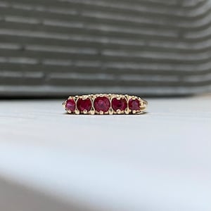 Vintage Burmese Ruby Ring, Vintage Wedding Band | 14k Gold | Size 6 - 6.25