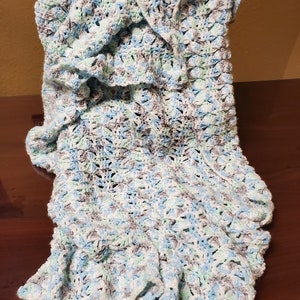 Blue, Green and Grey Handmade Crochet Baby/Lap Blanket