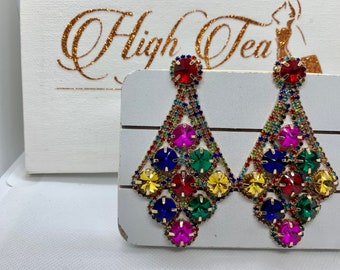 Colorful Gem Drop Earrings