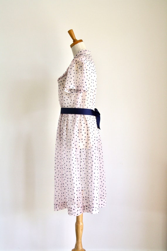 1940s pale pink polka dot sheer dress. 40s 50s sh… - image 5