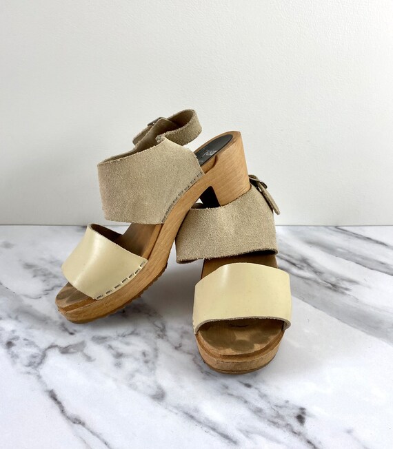 Vintage Funkis beige natural high heel clogs. Neu… - image 3