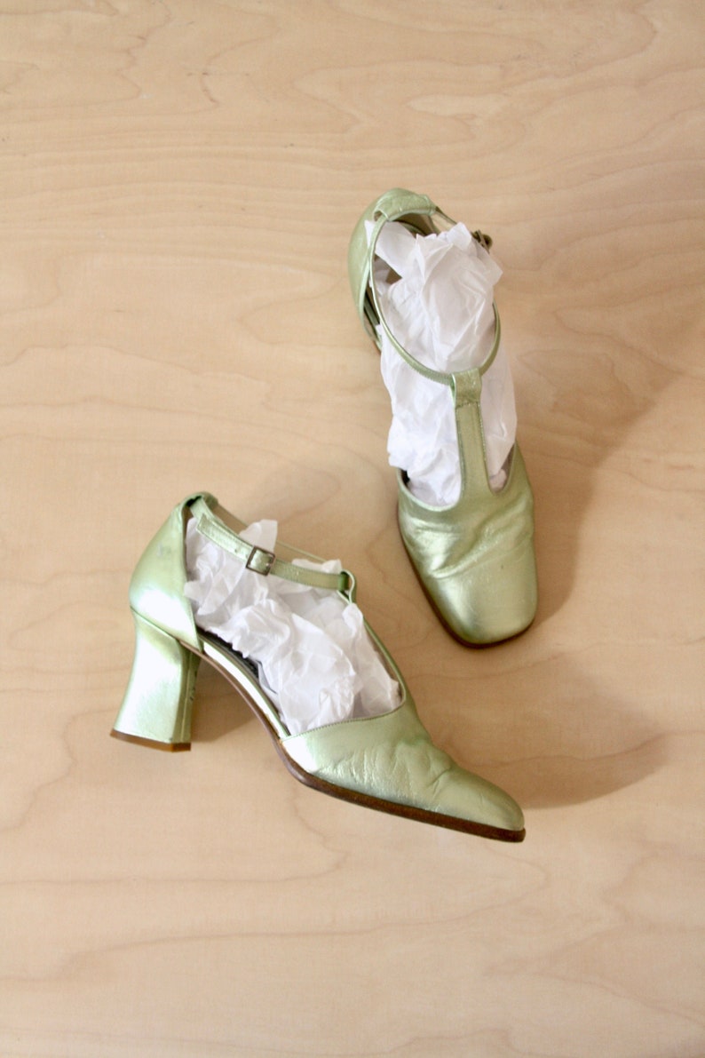 Vintage 90s mint green heels. Pastel green block heel shoes. Etsy