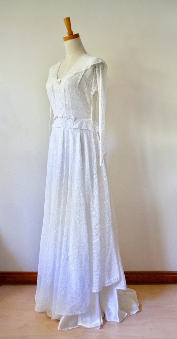 30s lace wedding dress. 30s silk and lace gown. 3… - image 1