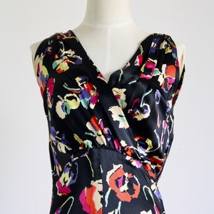 SALE! 1930s black floral silk gown. Silk Satin 1930s vintage dress. Thirties evening dress. 30s Silk dress. M