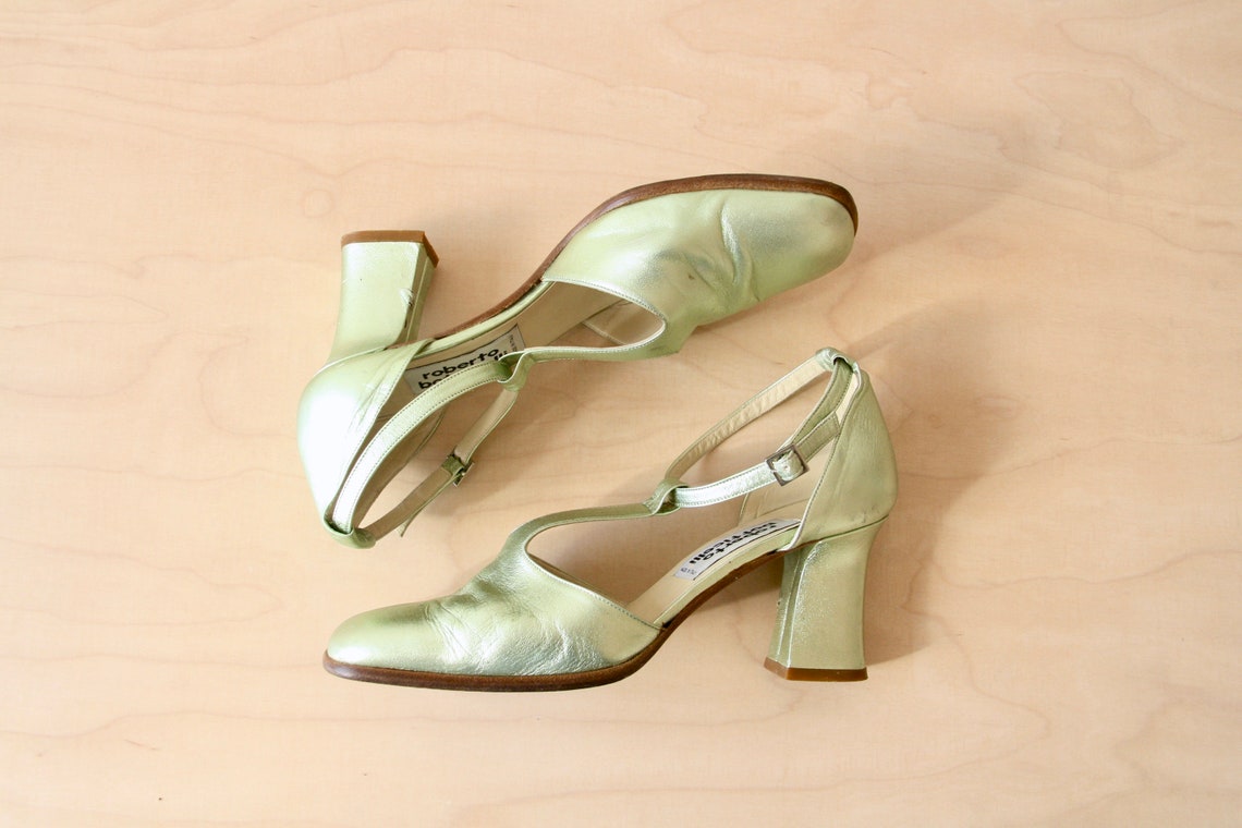 Vintage 90s Mint Green Heels. Pastel Green Block Heel Shoes. Etsy